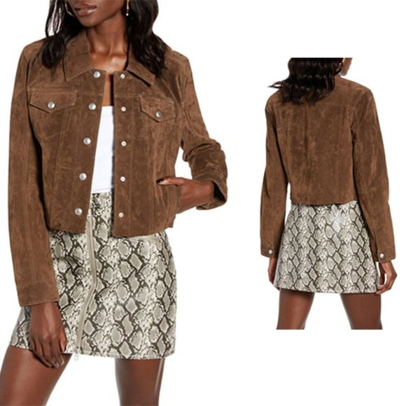 Blank NYC Jackets & Blazers - BLANKNYC Denim Crop Suede Trucker Jacket Medium